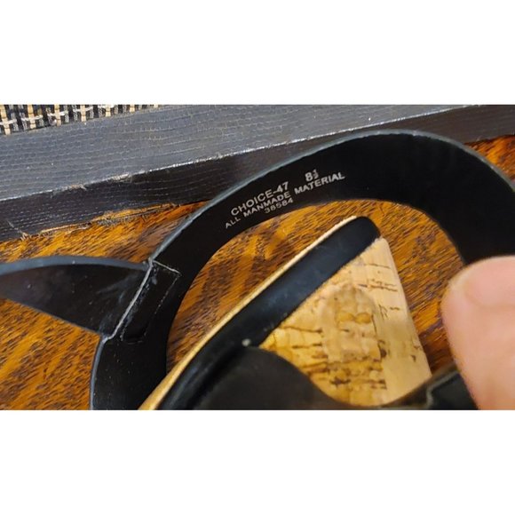 Bamboo Platform Lightweight Wedge Sandals in Black, Cork, Woven. Size 8.5 - Picture 4 of 10